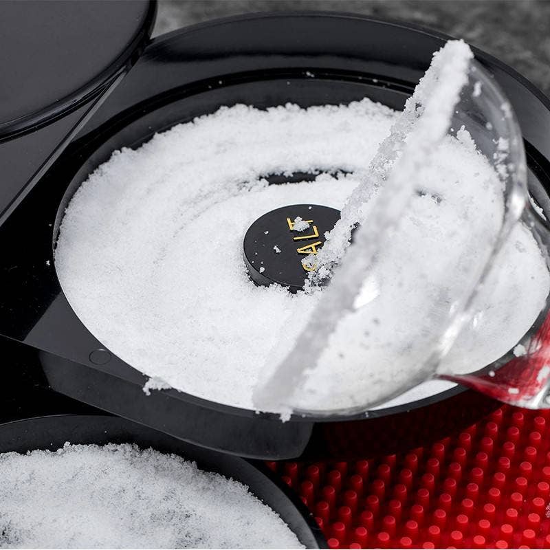 Tier Bar Glass Rimmer Bamboo Wood Sugar Salt Box with Sponge: 1 Set(Wood Set)