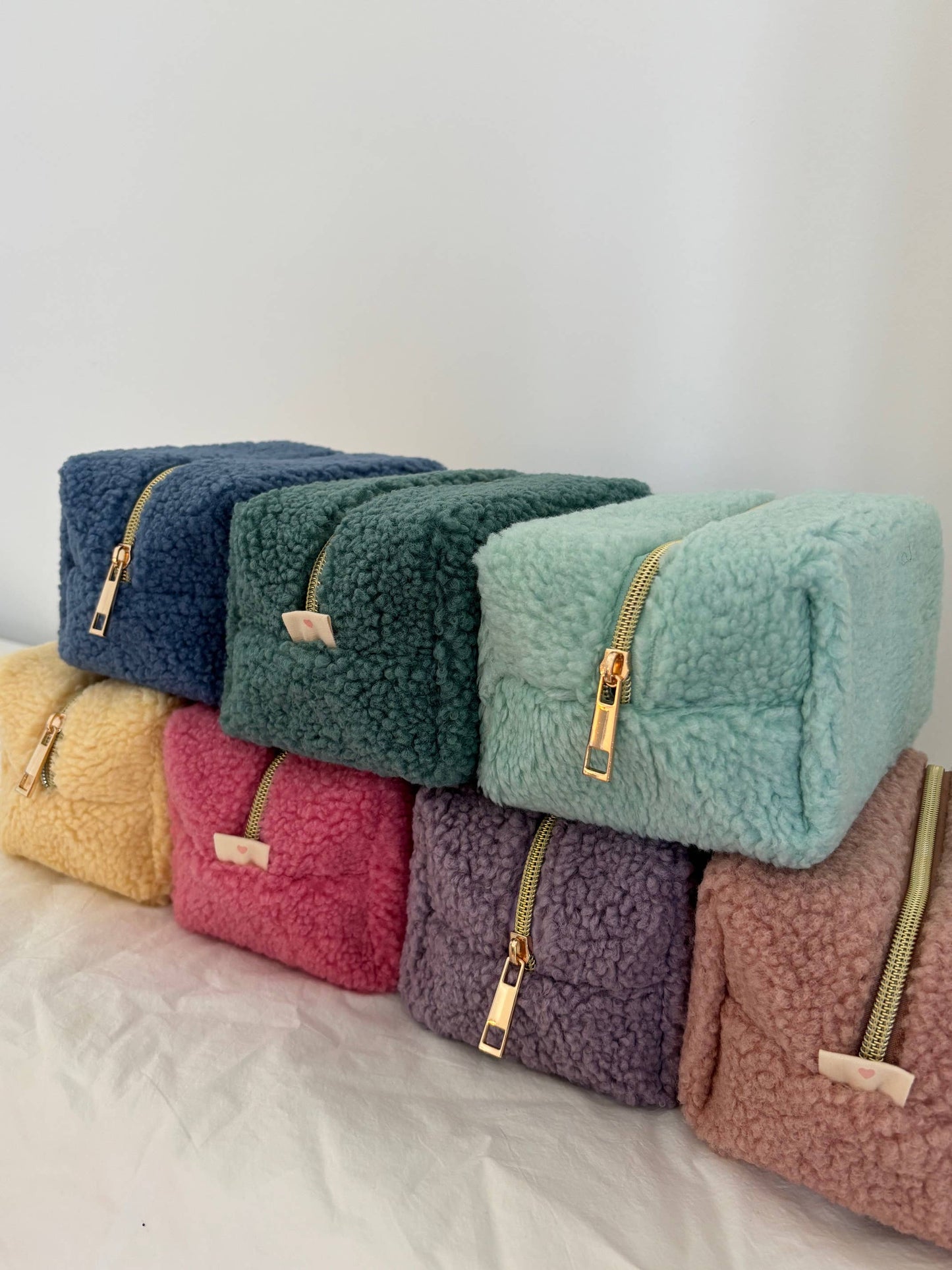 Teddy Bear Makeup Bag – Sage Green Plush Cosmetic Pouch | Soft Travel Organizer | Duvall Designs