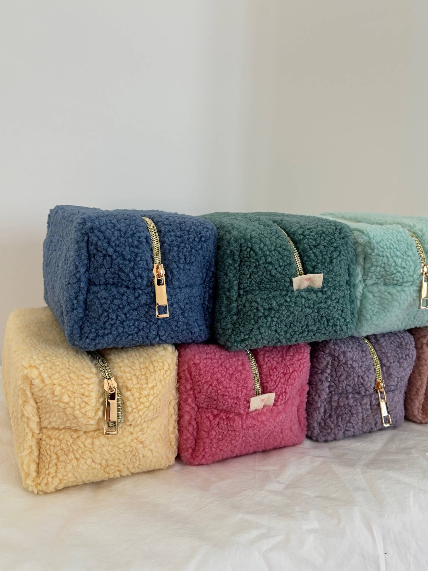 Teddy Bear Makeup Bag – Sage Green Plush Cosmetic Pouch | Soft Travel Organizer | Duvall Designs