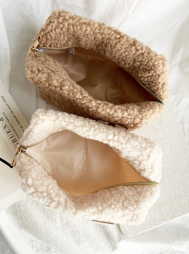 eddy Bear Makeup Bag – Soft Pink Cosmetic Pouch | Plush Travel Bag for Women & Teens | Duvall Design