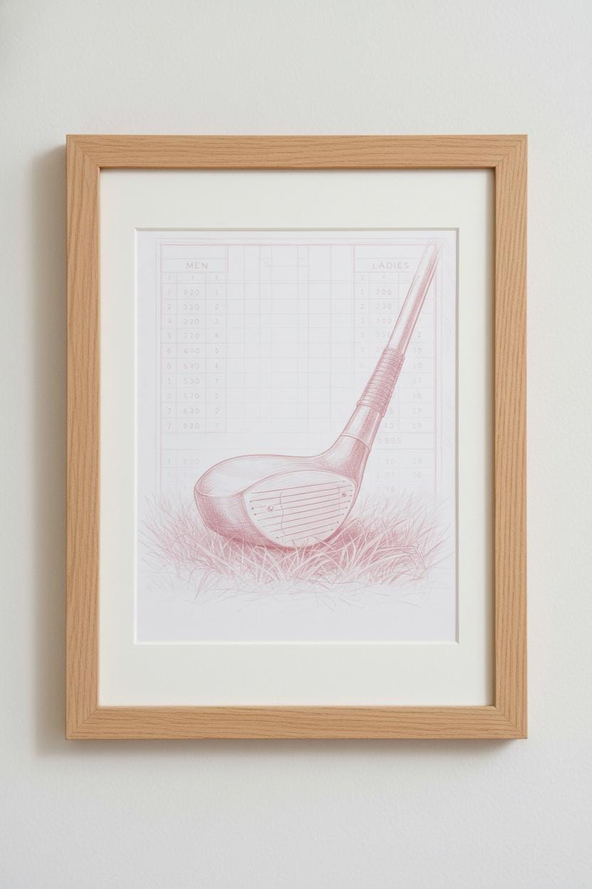 Framed Golf Art Print Set: Pink Minimalist Illustration