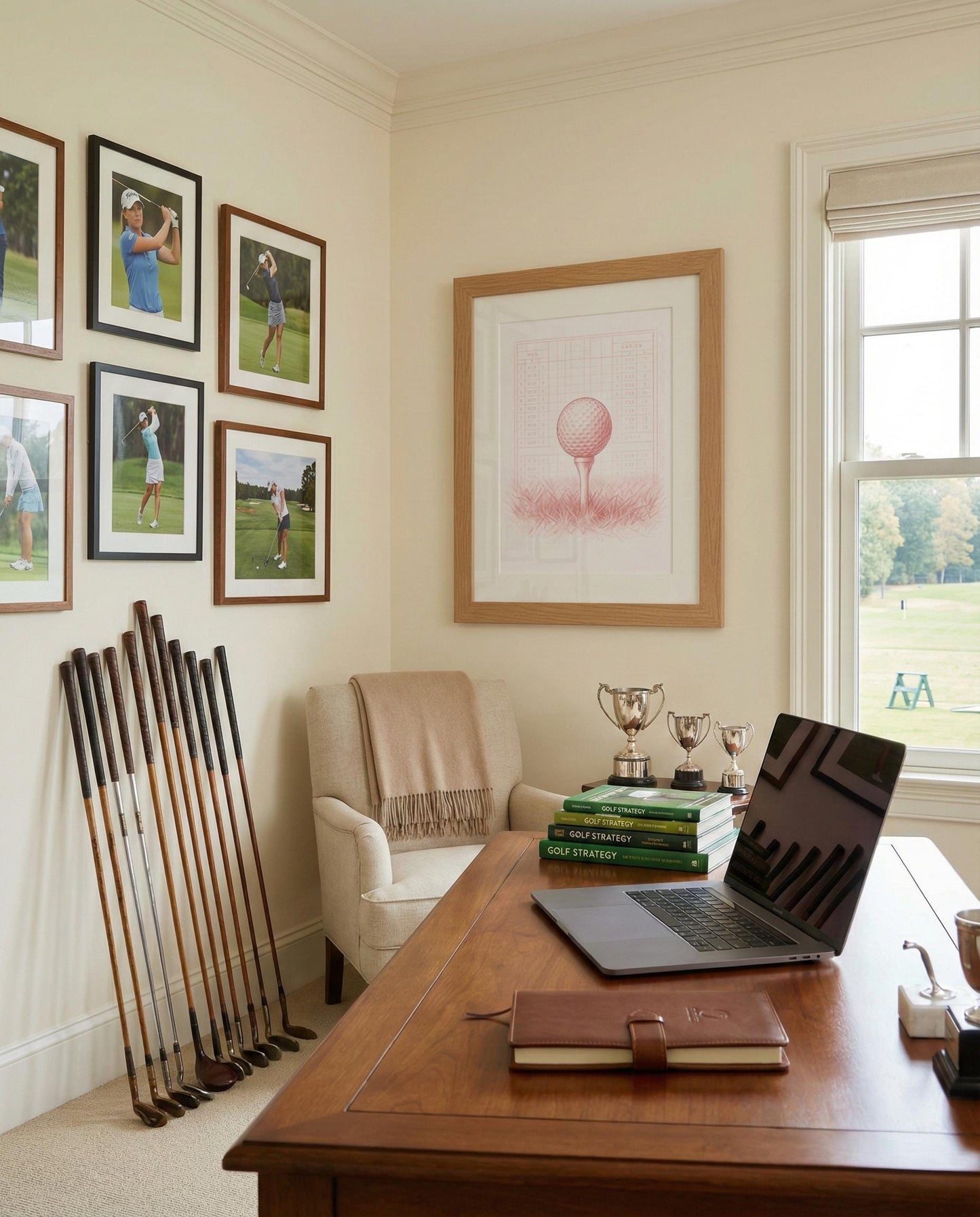 Framed Golf Art Print Set: Pink Minimalist Illustration