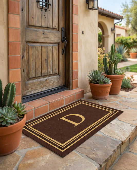 Personalized Coir Doormat: Brown Monogram Entrance Mat, Housewarming Gift