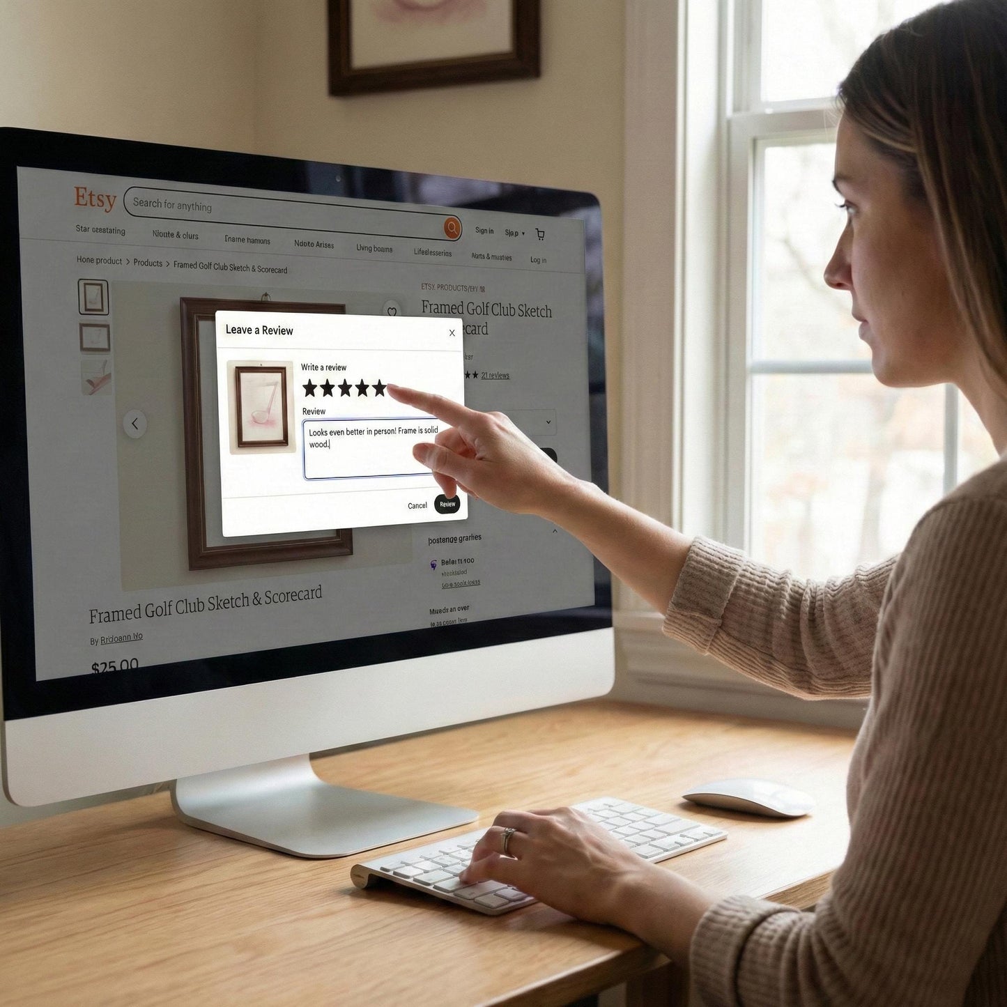 Framed Golf Art Print Set: Pink Minimalist Illustration